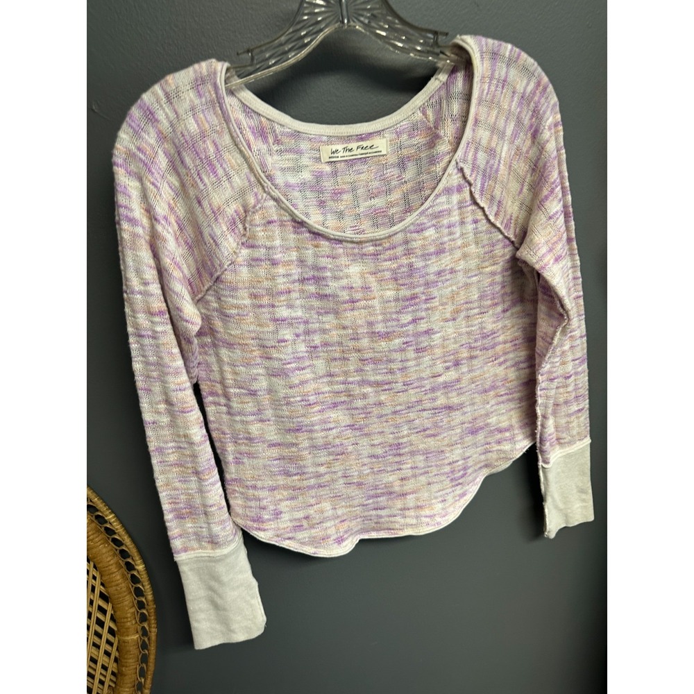 We‎ The Free People Spaced Out Womens Size M Top Scoop Neck Knit Purple Sweater